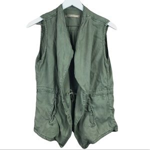 Max Jeans Army Green Sleeveless Utility Tencel Vest Jacket Women Sz S